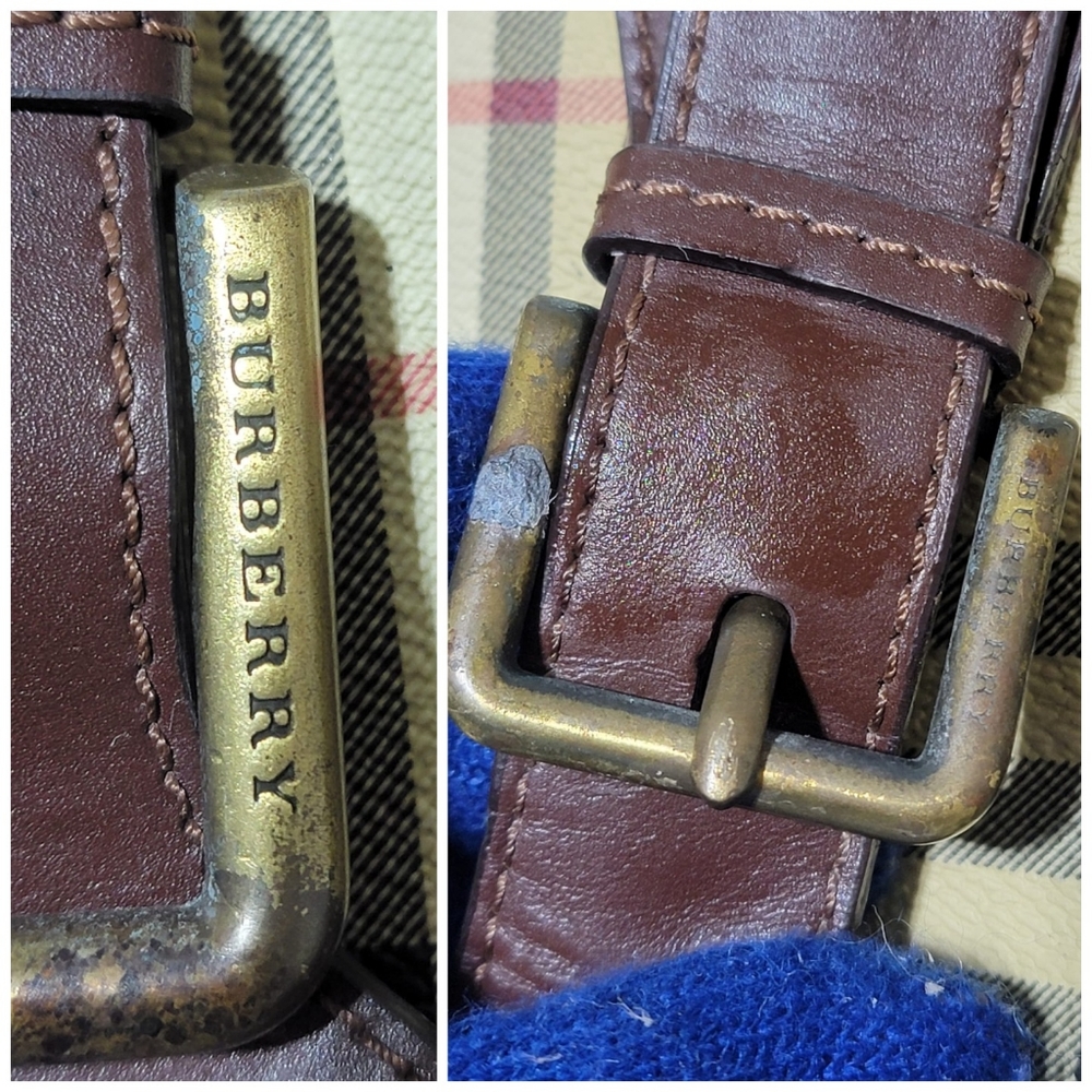 Authetic Burberry Beige/Brown Haymarket Check Coated Canvas And Leather … - Picture 9 of 11